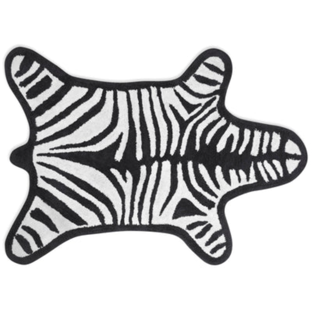 Black Zebra Bathmat - Reversible (Black)