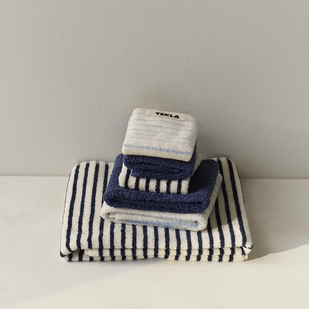 TEKLA Washcloth stripe 테클라 워시클로스 수건 스트라이프 30x30 - baby blue 베이비블루