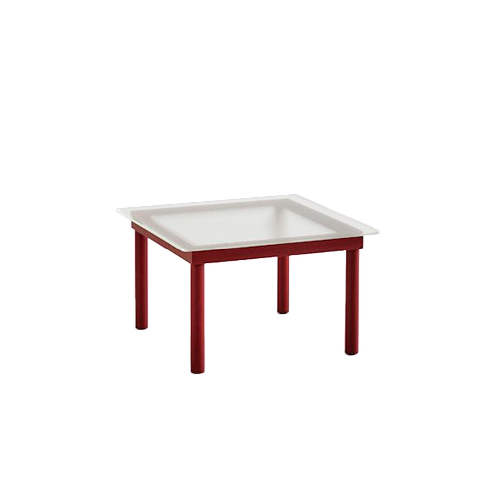 Kofi Table (Clear reeded Glass / Red Frame)